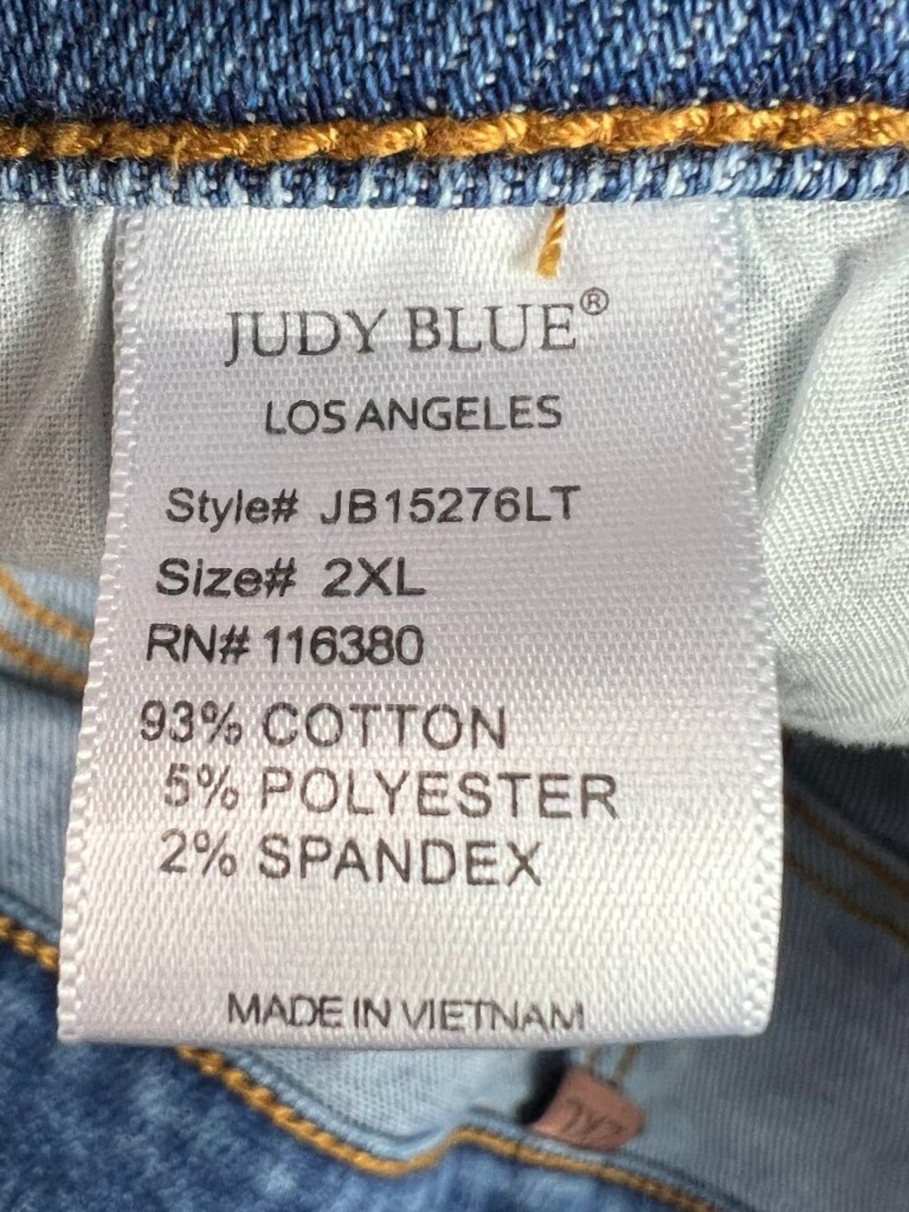 Judy Blue Jean Shorts Womens Plus 35* High Rise Blue Cut Off Denim Jorts Tag 2XL - Picture 5 of 15